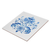 Indigo Azulejo Blue Portuguese Lisbon Botanical タイル (側面)