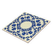 Indigo Azulejo Blue Portuguese Lisbon Botanical タイル (側面)