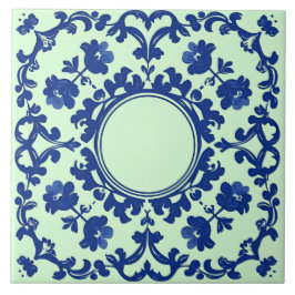 Indigo Azulejo Blue Portuguese Lisbon Botanical タイル