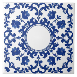 Indigo Azulejo Blue Portuguese Lisbon Botanical タイル