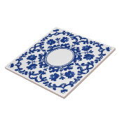 Indigo Azulejo Blue Portuguese Lisbon Botanical タイル (側面)