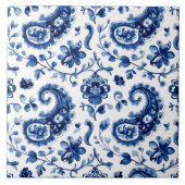 Indigo Azulejo Blue Portuguese Lisbon Botanical タイル (正面)