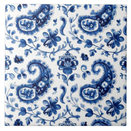 Indigo Azulejo Blue Portuguese Lisbon Botanical タイル