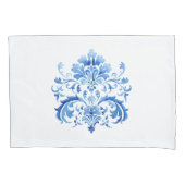 Indigo Azulejo Blue Portuguese Lisbon Botanical 枕カバー (正面左)