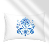 Indigo Azulejo Blue Portuguese Lisbon Botanical 枕カバー