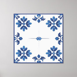 Indigo Azulejo Blue Portuguese Lisbon Decorative キャンバスプリント