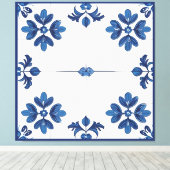 Indigo Azulejo Blue Portuguese Lisbon Decorative キャンバスプリント (インサイチュ (ウッドフロア))