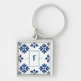 Indigo Azulejo Blue Portuguese Lisbon Decorative キーホルダー