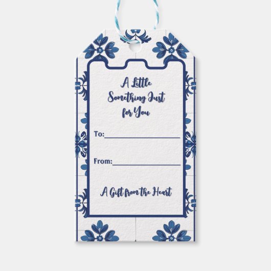 Indigo Azulejo Blue Portuguese Lisbon Decorative ギフトタグ (正面)