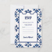 Indigo Azulejo Blue Portuguese Lisbon Decorative  セーブザデート (正面)