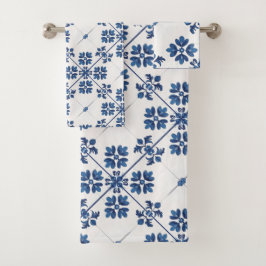 Indigo Azulejo Blue Portuguese Lisbon Decorative バスタオルセット