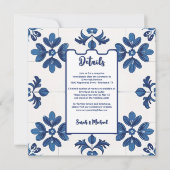 Indigo Azulejo Blue Portuguese Lisbon Decorative  招待状 (正面)