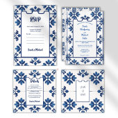 Indigo Azulejo Blue Portuguese Lisbon Decorative  招待状