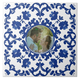 Indigo Azulejo Blue Portuguese Lisbon photo タイル