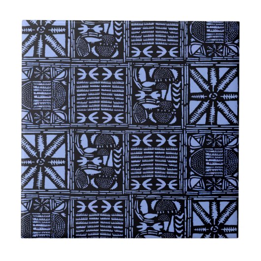 Indigo Batik Quilt - Blue タイル (正面)