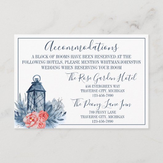 Indigo Blissフローラステムランタン宿泊施設 エンクロージャーカード (正面)