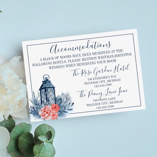 Indigo Blissフローラステムランタン宿泊施設 エンクロージャーカード