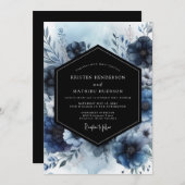Indigo Bloom Whimsy Wedding 招待状 (正面/裏面)