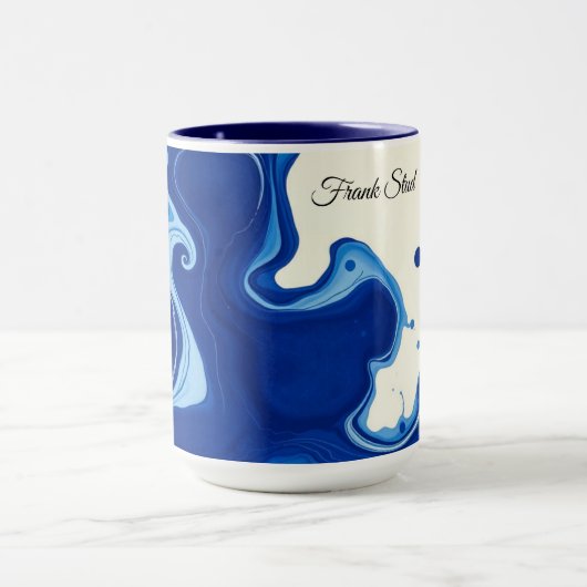 Indigo Blue Abstract Watercolor Personalized  マグカップ (中央)