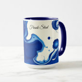Indigo Blue Abstract Watercolor Personalized マグカップ (正面右)