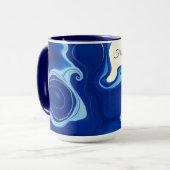 Indigo Blue Abstract Watercolor Personalized マグカップ (正面左)