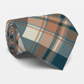 Indigo Blue and Brown Tartan Plaid Pattern ネクタイ (ロール)