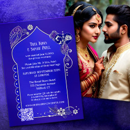 Indigo Blue Silver Hennaの後結婚の写真 招待状