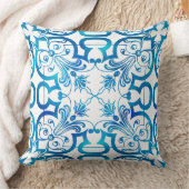 Indigo blue tile pattern クッション (ブランケット)