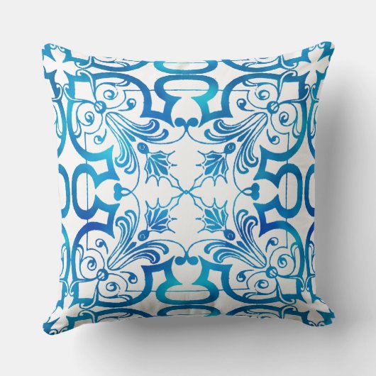 Indigo blue tile pattern クッション (裏面)
