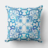 Indigo blue tile pattern クッション (正面)