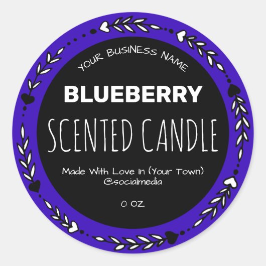 Indigo Blueberry香り付き製品ラベル ラウンドシール (正面)