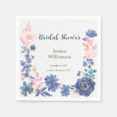 Indigo Blush Florals Bridal Shower Customize スタンダードカクテルナプキン (正面)