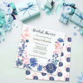 Indigo Blush Florals Bridal Shower Customize 招待状