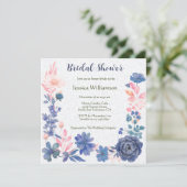 Indigo Blush Florals Bridal Shower Customize 招待状 (スタンド正面)