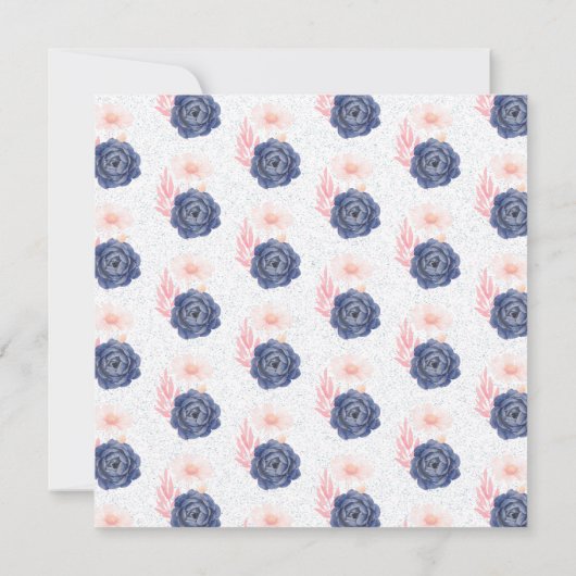Indigo Blush Florals Bridal Shower Customize 招待状 (裏面)