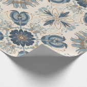 Indigo Boho Floral Mandalas  ラッピングペーパー (角)