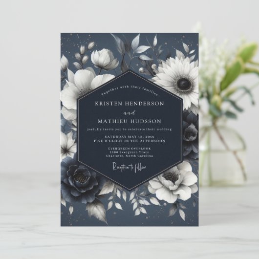 Indigo Botanical Enchantment Wedding 招待状 (スタンド正面)