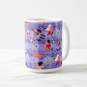 Indigo Checked Coffee Mug - Red / Black Dogs Print コーヒーマグカップ (正面右)