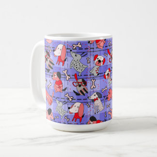 Indigo Checked Coffee Mug - Red / Black Dogs Print コーヒーマグカップ