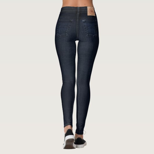 Indigo Dark Wash Jeans All-Over Printed Leggings レギンス (裏面)