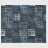 Indigo Denim Patchwork Seamless Pattern ラッピングペーパー (フラット)