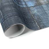 Indigo Denim Patchwork Seamless Pattern ラッピングペーパー (ロールコーナー)