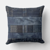 Indigo Denim Patchwork Seamless Pattern (2) クッション (裏面)