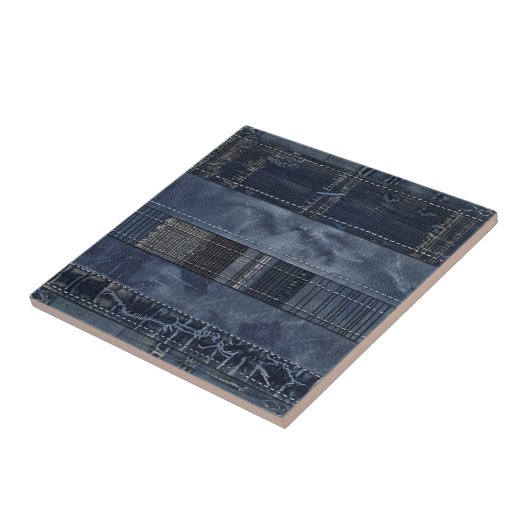 Indigo Denim Patchwork Seamless Pattern (2) タイル (側面)