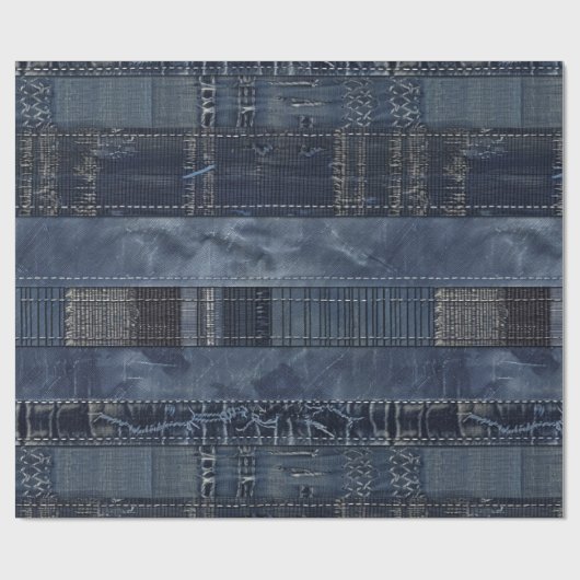 Indigo Denim Patchwork Seamless Pattern (2) ラッピングペーパー (フラット)
