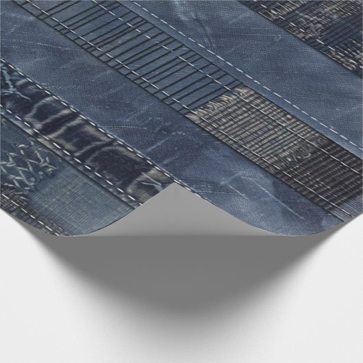Indigo Denim Patchwork Seamless Pattern (2) ラッピングペーパー (角)