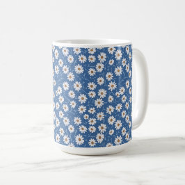 Indigo Dream Daisies コーヒーマグカップ