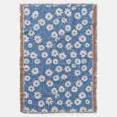 Indigo Dream Daisies スローブランケット (正面縦)