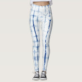 Indigo Dye Blue Itajime Shibori  レギンス (正面)