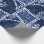 Indigo-Dyed Effect Textured Checked Patchwork Grap ラッピングペーパー (角)